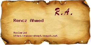 Rencz Ahmed névjegykártya